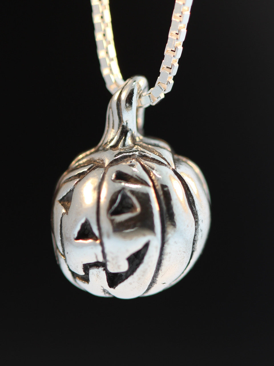 Fat Jack-O-Lantern Pumpkin Charm - Sterling Silver