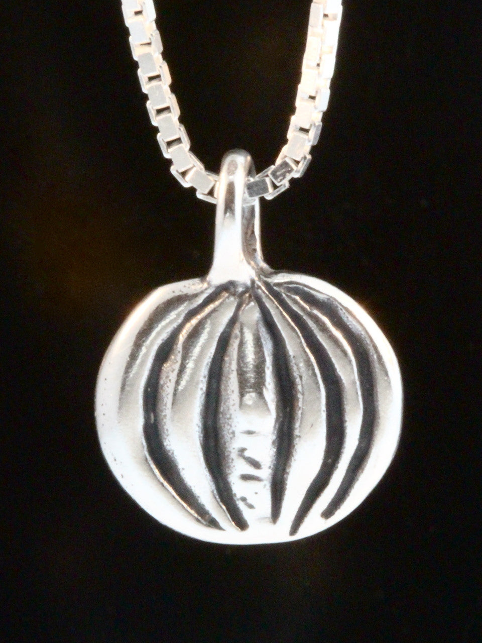 Flat Jack O'Lantern Pumpkin Charm - Silver