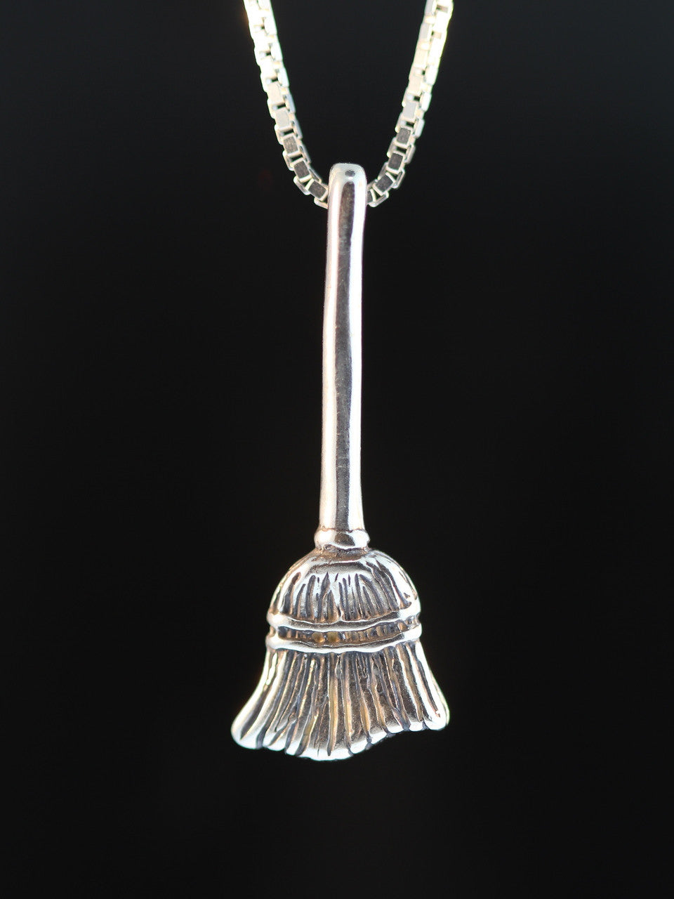 Witch's Broom Stick Charm - Silver