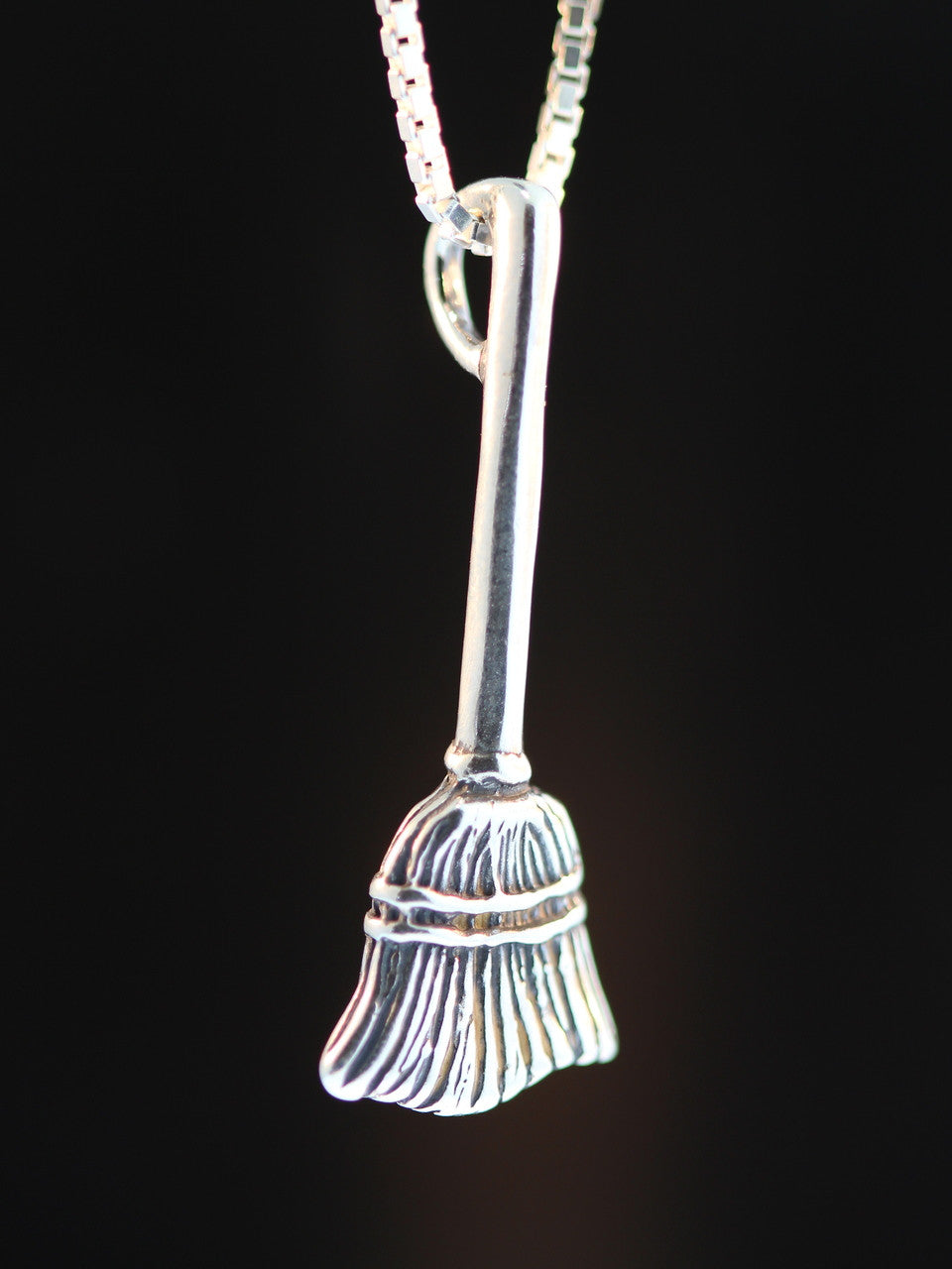 Witch's Broom Stick Charm - Silver
