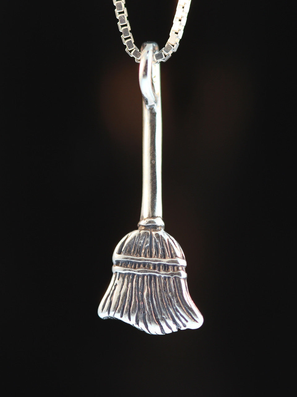 Witch's Broom Stick Charm - Silver