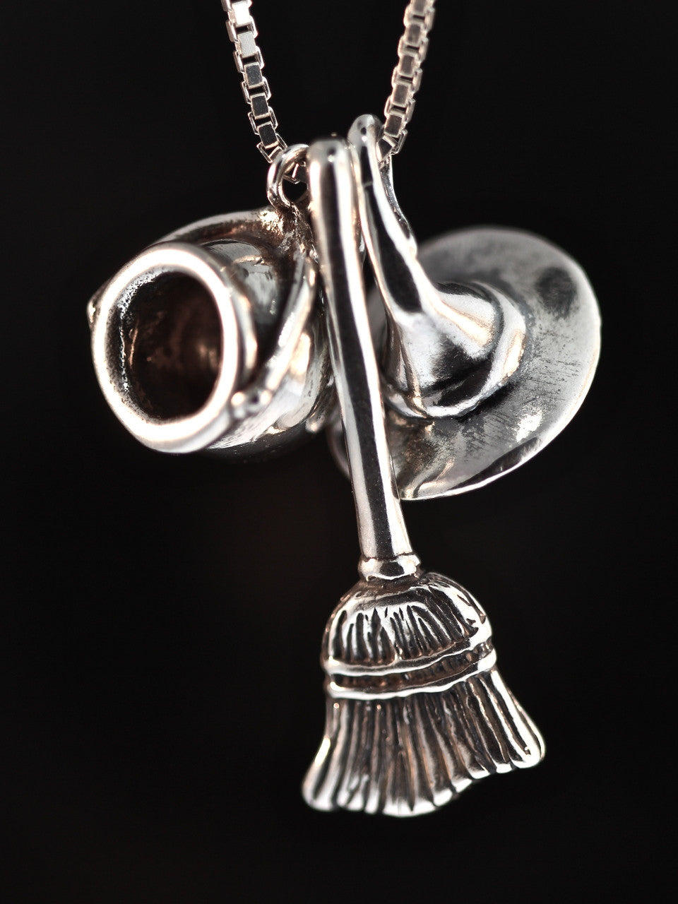 Witch's Hat Broom Stick and Cauldron Charms