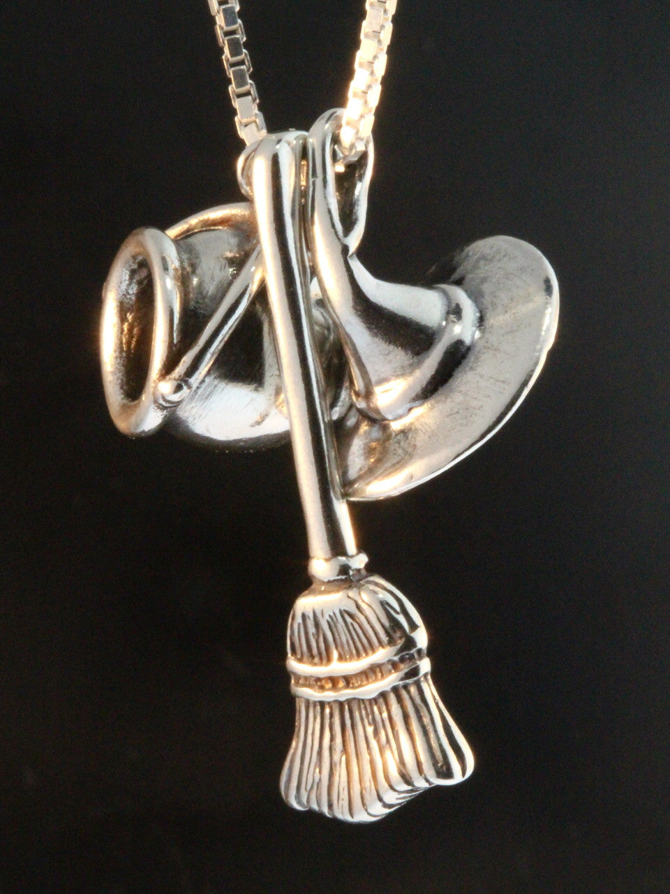 Witch's Hat Broom Stick and Cauldron Charms