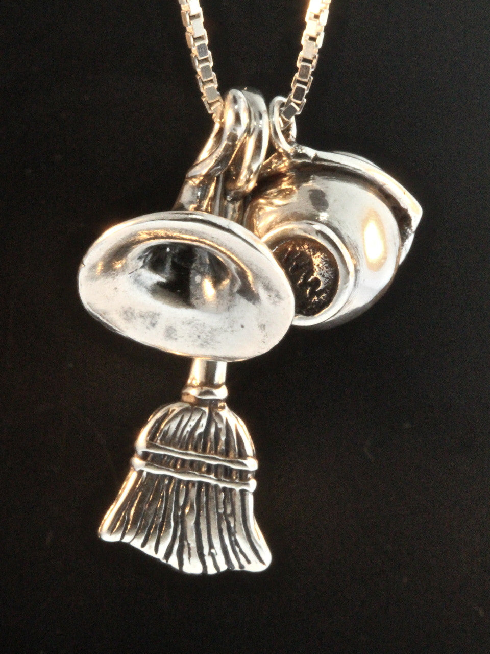 Witch's Hat Broom Stick and Cauldron Charms