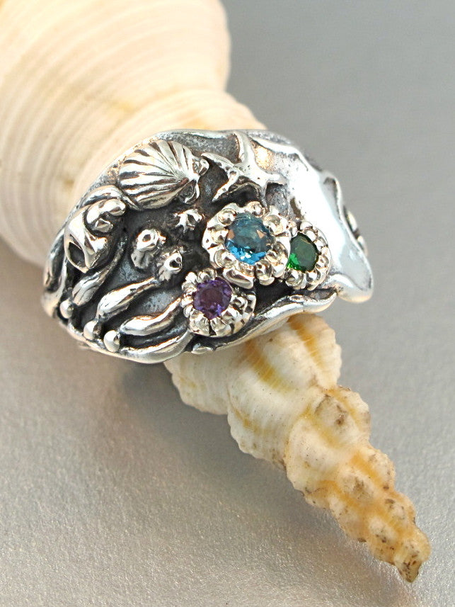 Amethyst, Blue Topaz, and Tsavorite