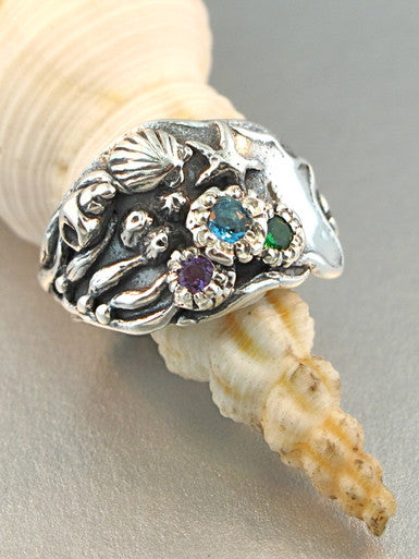 Tide Pool Ring with Gemstones - Sterling Silver