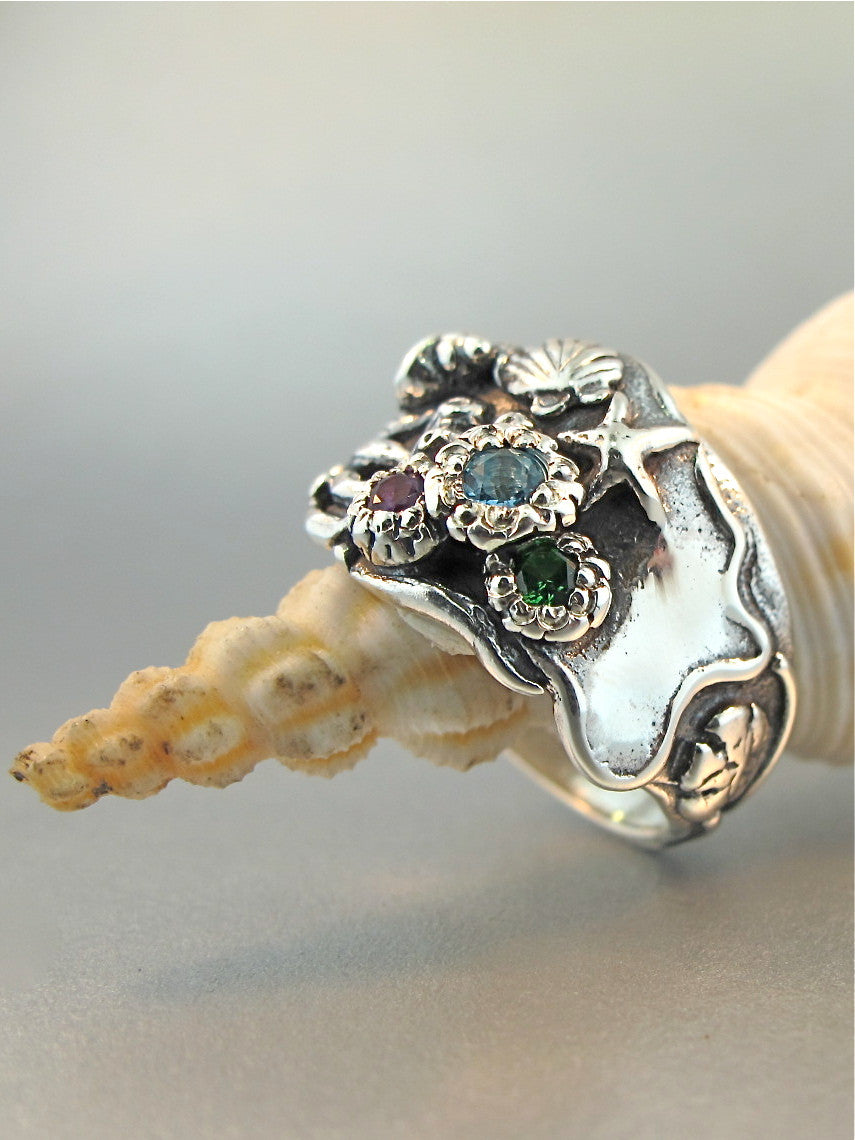 Amethyst, Blue Topaz, and Tsavorite