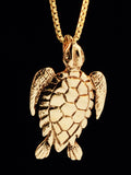 Gold Sea Turtle Charm - Solid 14k Gold