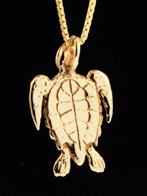 Gold Sea Turtle Charm - 14k Gold
