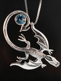 Balerion Dragon Pendant  with Gemstone - Sterling Silver