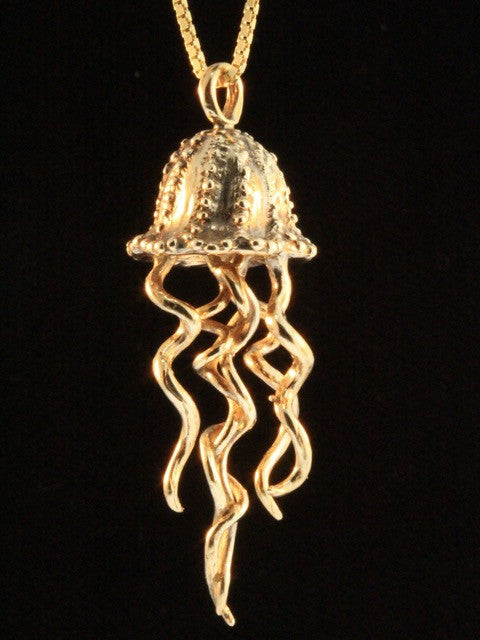 Gold Jellyfish Charm - Solid 14k Gold