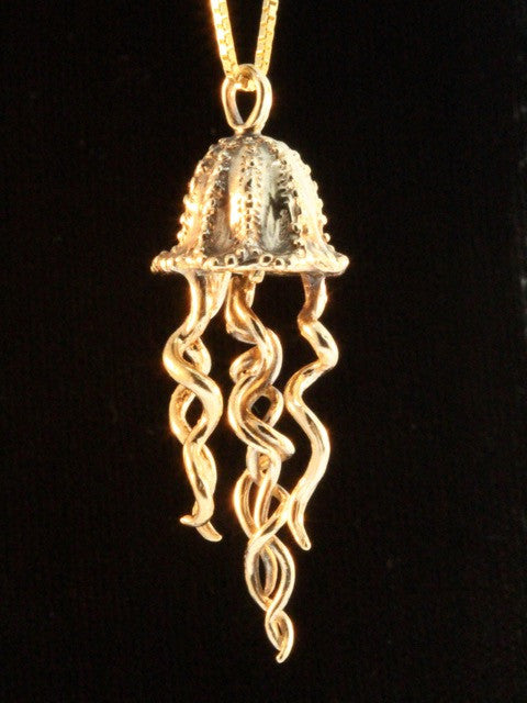 Gold Jellyfish Charm - Solid 14k Gold