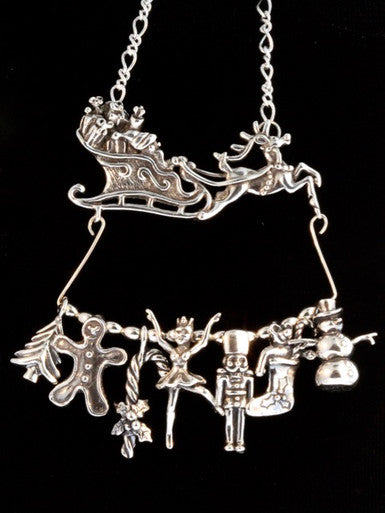 Santa and Sleigh Christmas Charm Collection - Sterling Silver