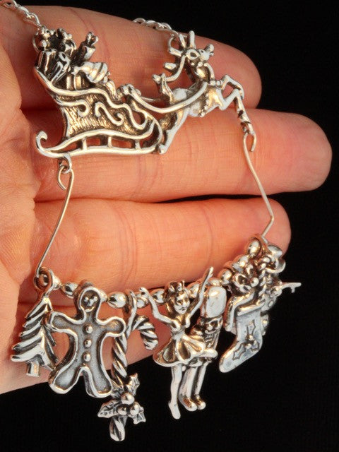 Santa and Sleigh Christmas Charm Collection - Sterling Silver