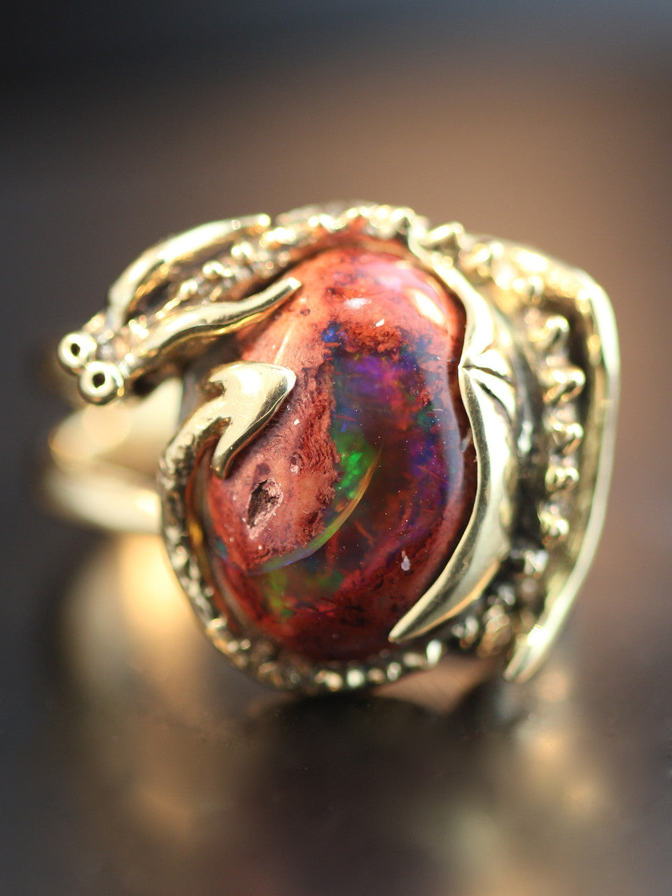 Opal Matrix Dragon Ring - Solid 14k Gold - SOLD