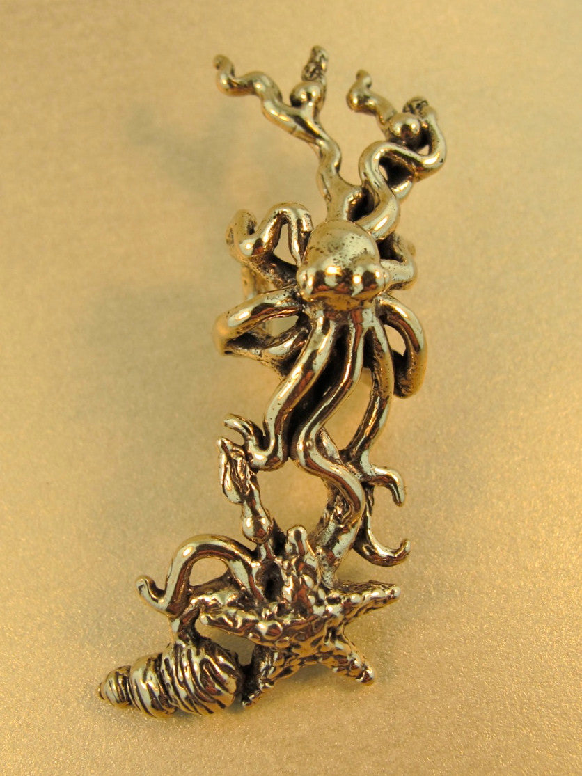 Poseidon's Gift - Octopus and Starfish Ear Cuff