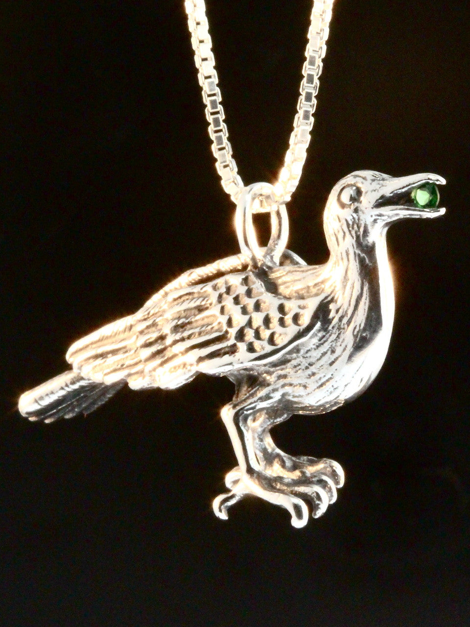 Raven Pendant - Forward Facing with Tsavorite