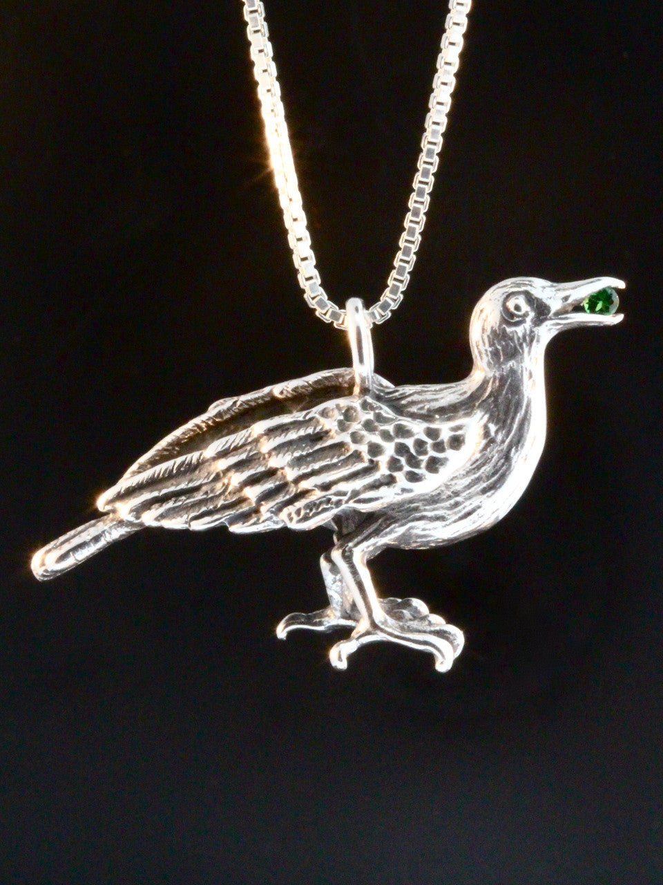 Raven Pendant - Forward Facing with Tsavorite