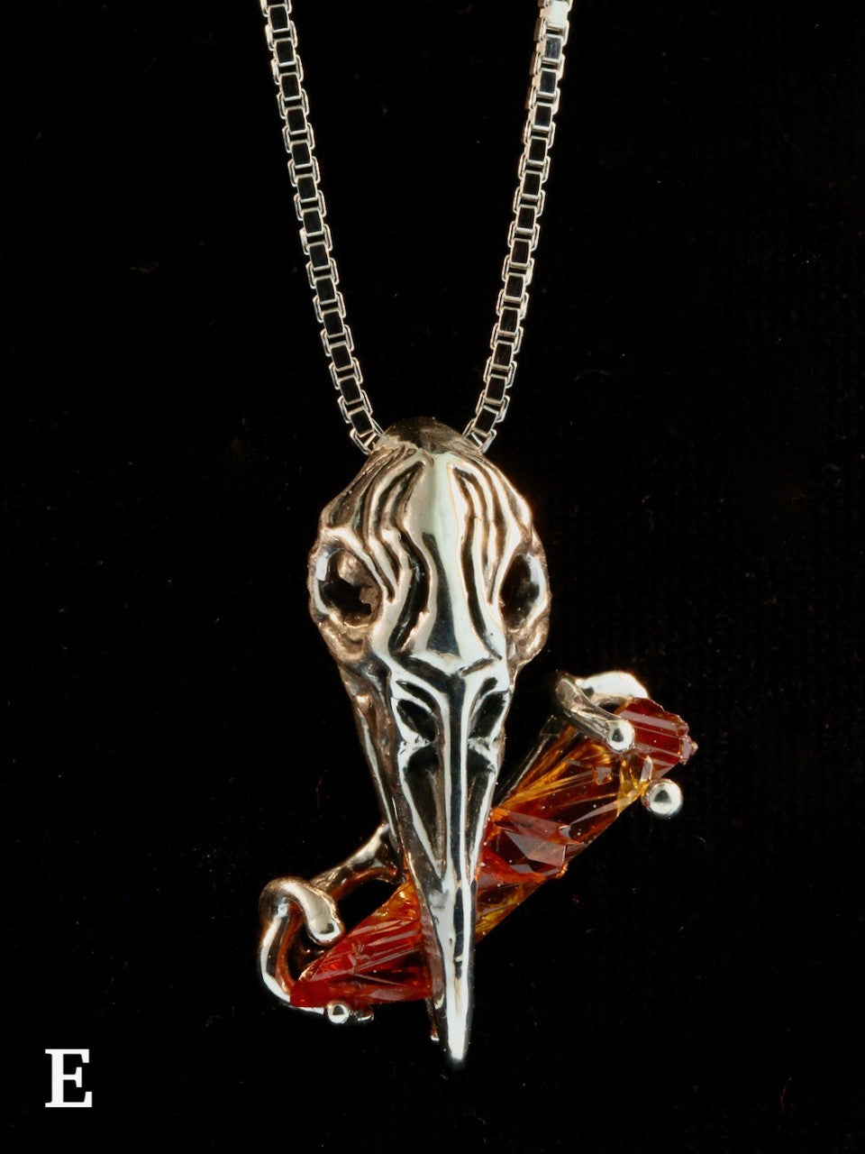 Raven Skull with Zincite Crystal