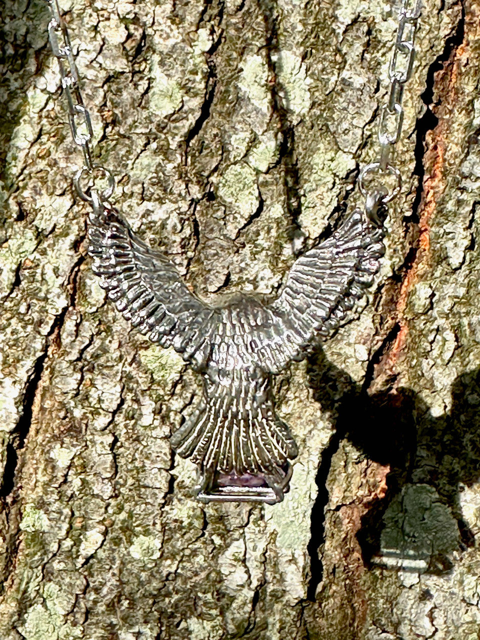 Owl Neckpiece with 13 MM Amethyst - Silver