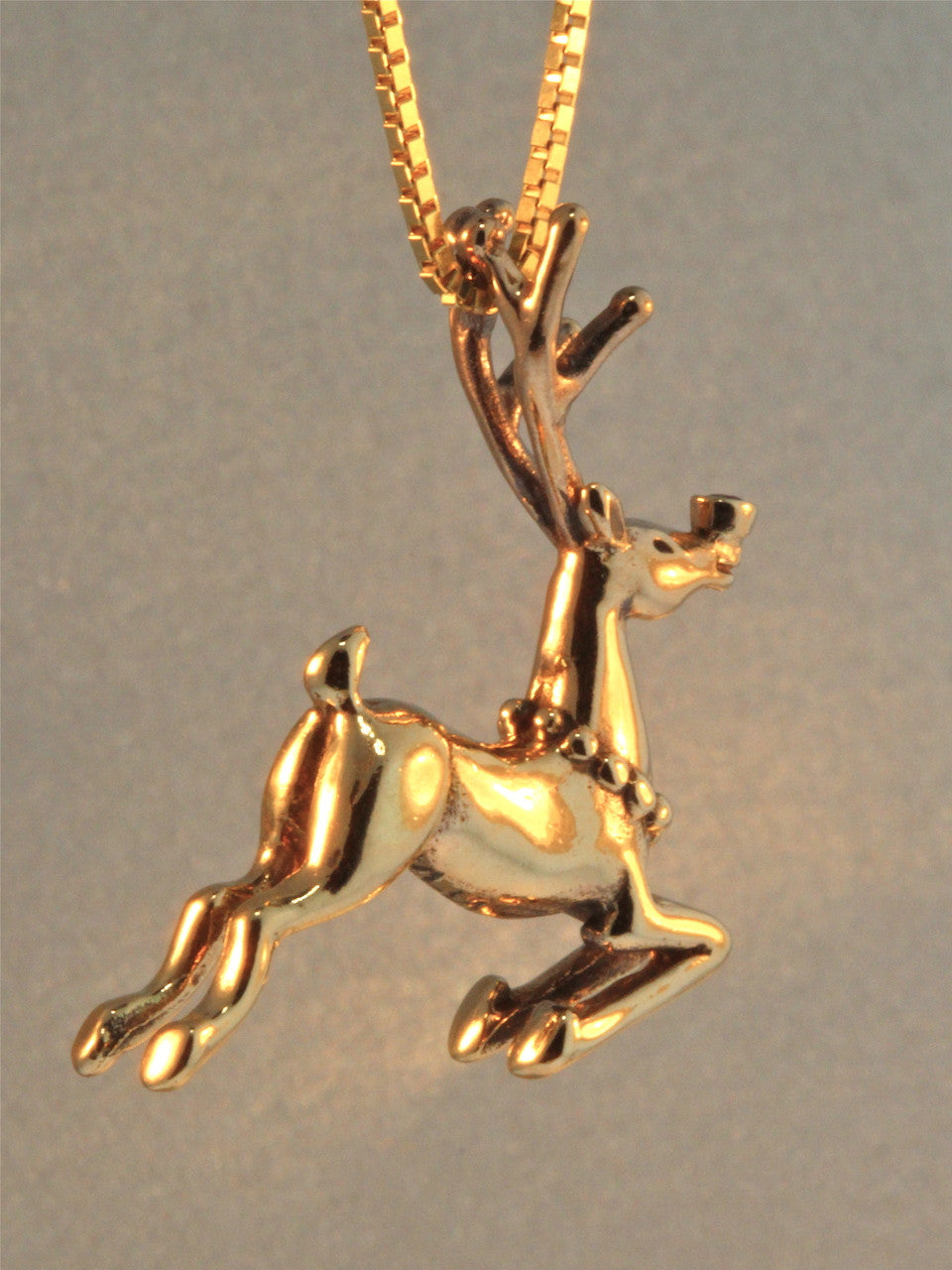 Rudolph Reindeer Charm - 14k Gold with Ruby