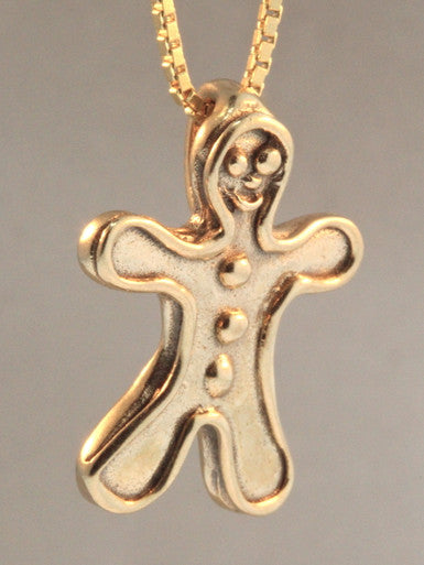 Gingerbread Man Charm - 14k Gold
