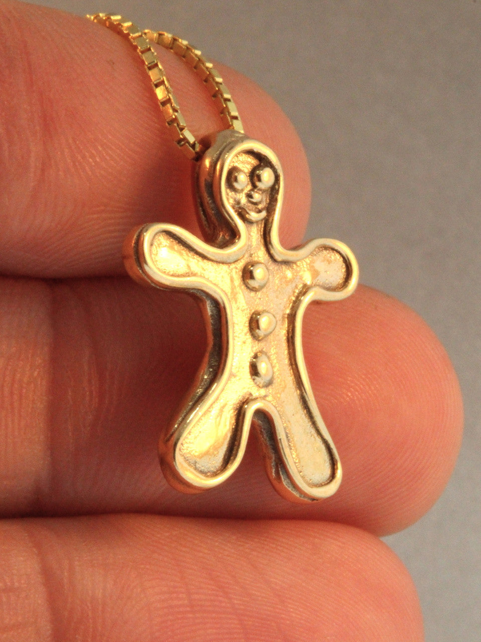 Gingerbread Man Charm - 14k Gold