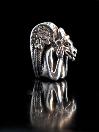 Spitting Gargoyle Lapel Pin - Sterling Silver