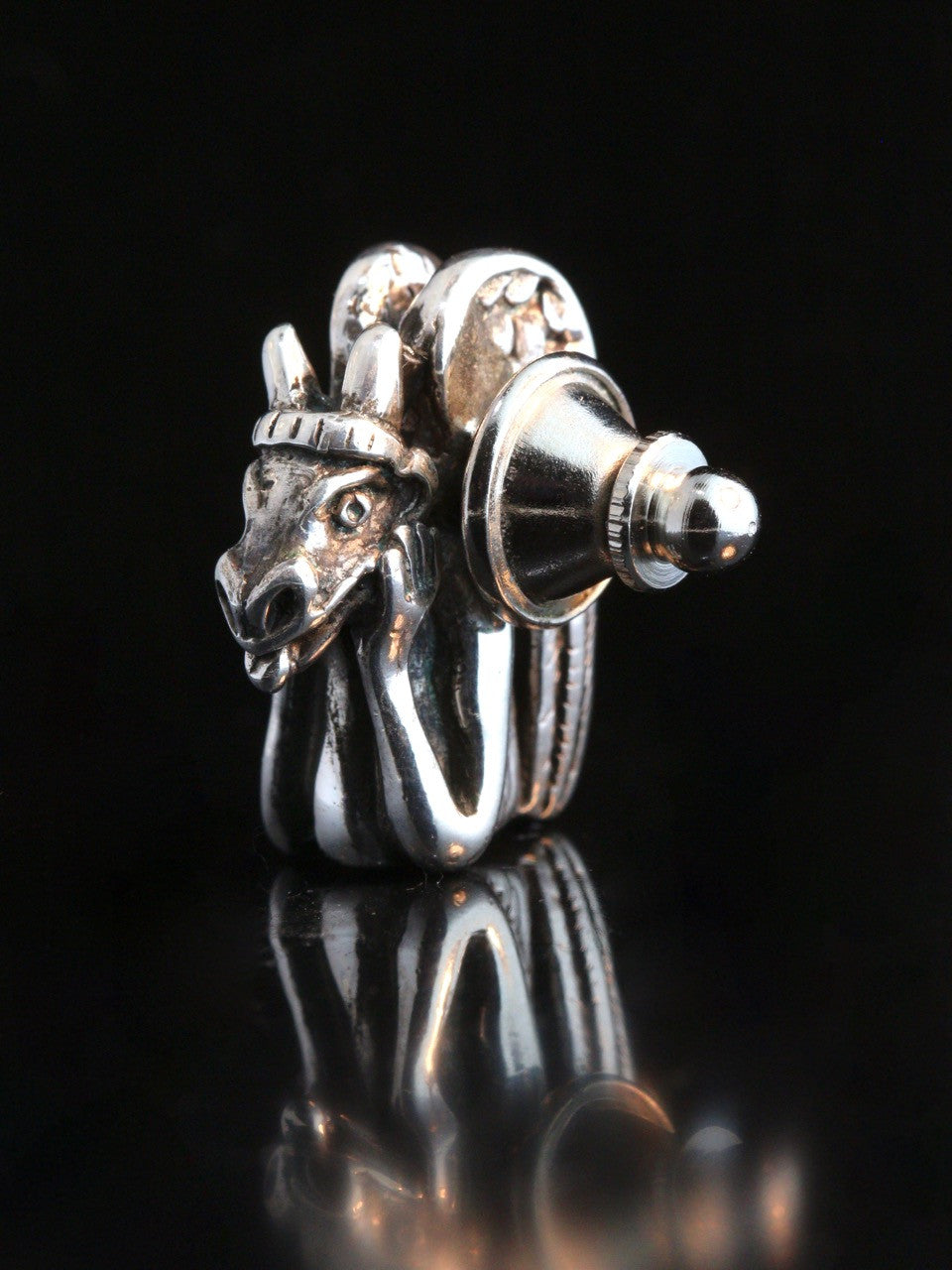 Spitting Gargoyle Lapel Pin - Sterling Silver