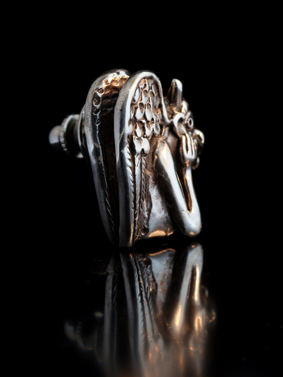 Spitting Gargoyle Lapel Pin - Sterling Silver