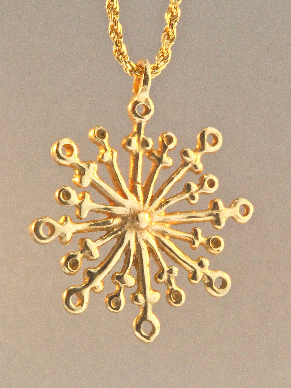 Christmas - Large Snowflake Charm - Solid 14k Gold