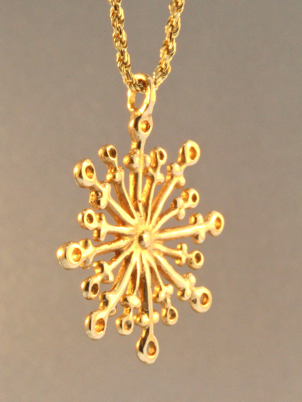 Christmas - Large Snowflake Charm - Solid 14k Gold