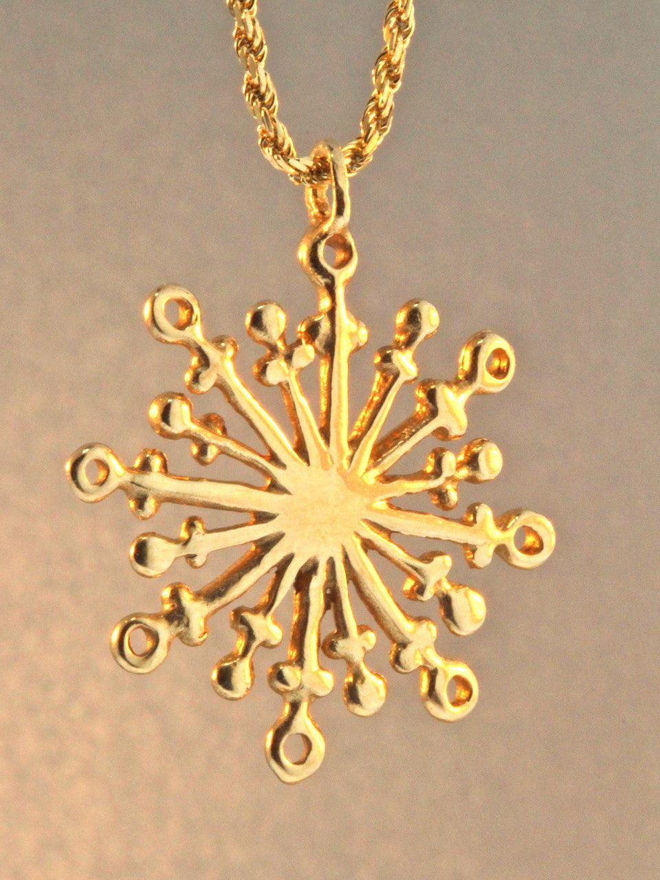 Christmas - Large Snowflake Charm - Solid 14k Gold