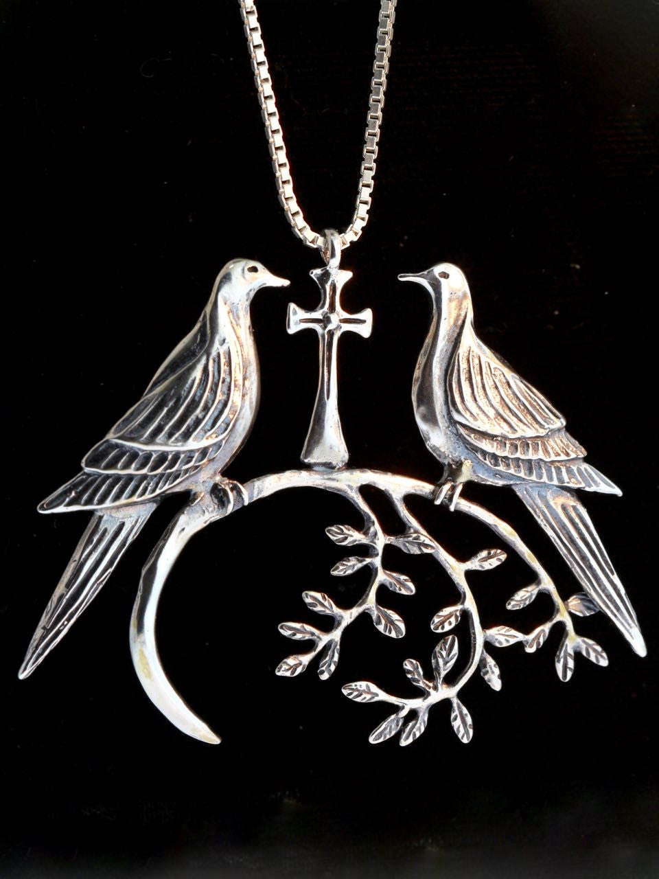 Holy Doves and Olive Branch - Sterling Silver