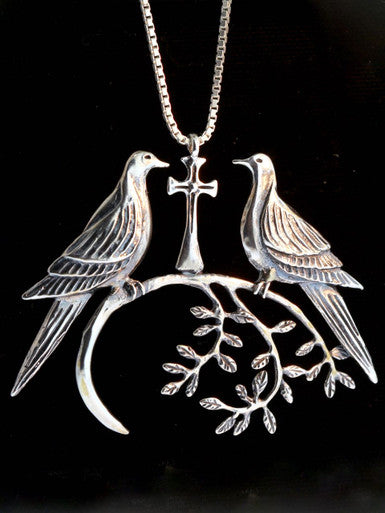 Holy Doves and Olive Branch - Sterling Silver