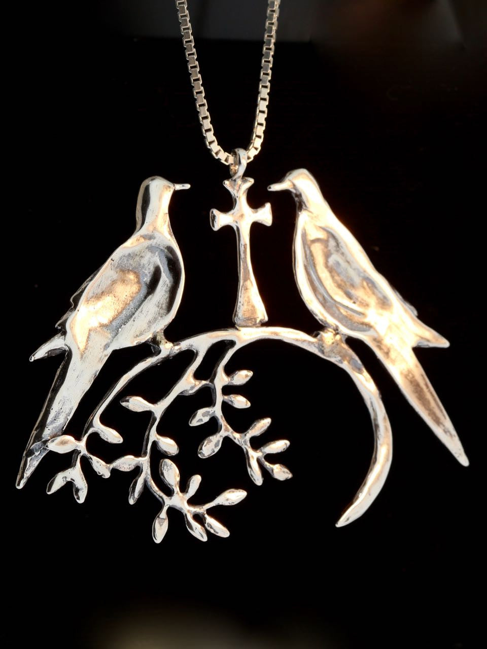 Holy Doves and Olive Branch - Sterling Silver