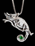 Jackson Chameleon Charm Pendant - Sterling Silver with Tsavorite