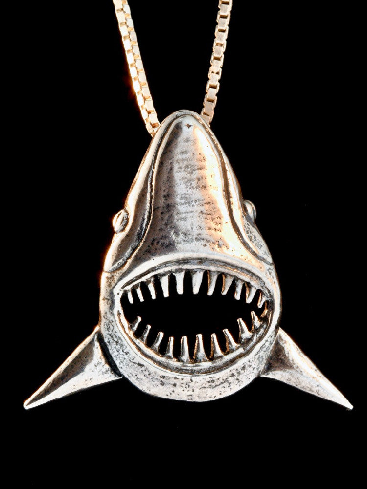 Jaws Shark Pendant in Silver