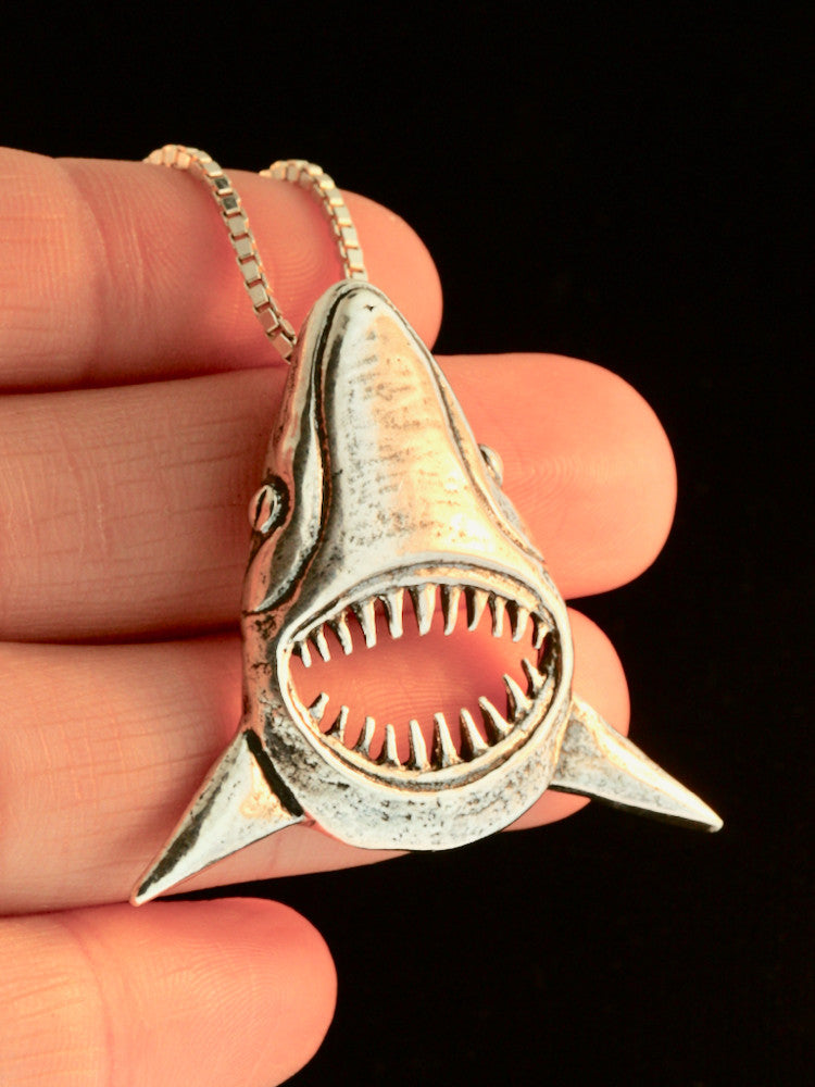 Jaws Shark Pendant in Silver