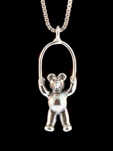 Jump Rope Bear Charm - Sterling Silver