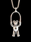 Jump Rope Bear Charm - Sterling Silver