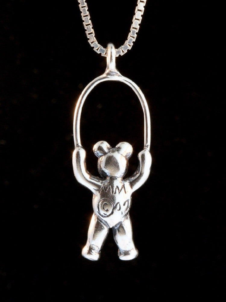 Jump Rope Bear Charm - Silver