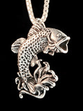 Jumping Bass Fish Pendant - Sterling Silver