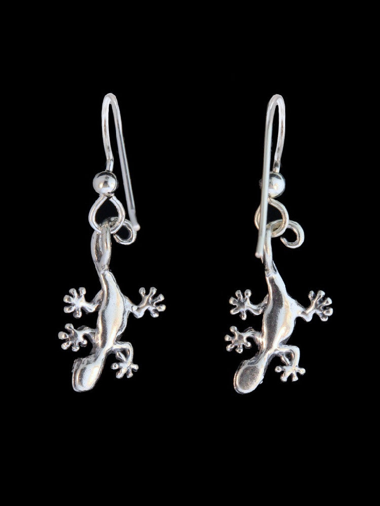 Jungle Jewel Gecko Earrings in Silver
