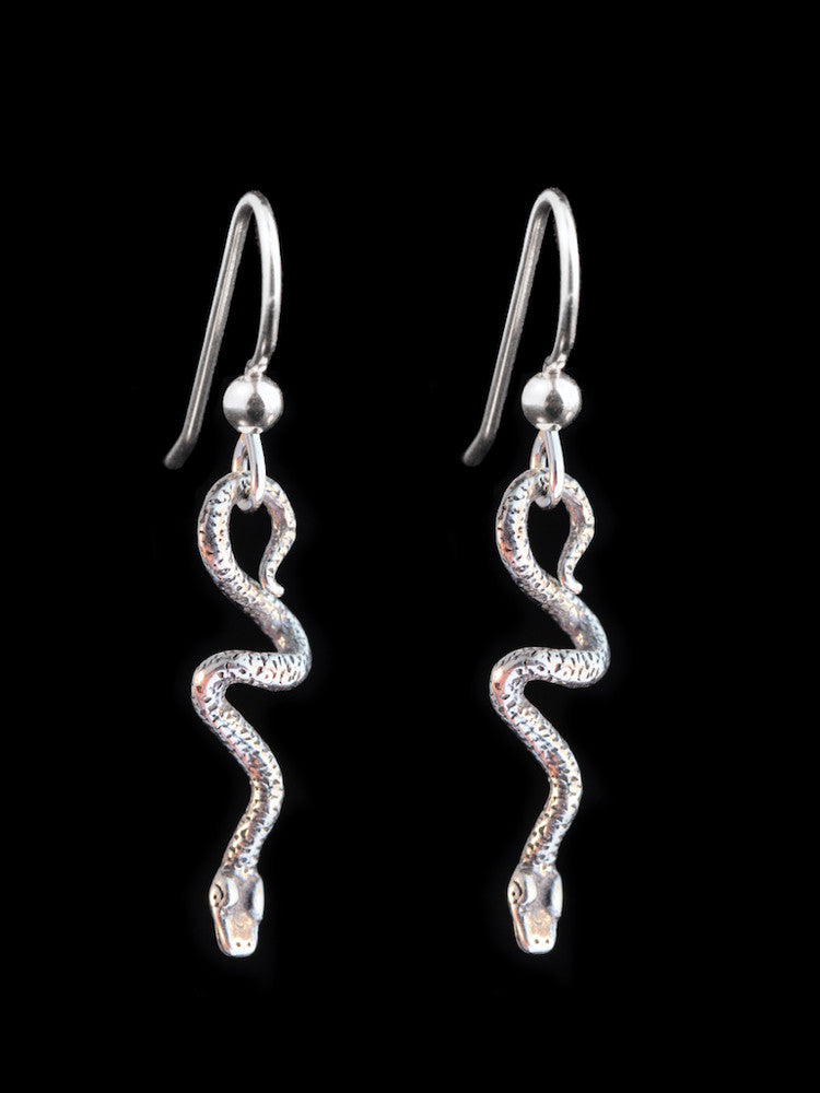 Jungle Jewel Vine Snake Earrings in Silver