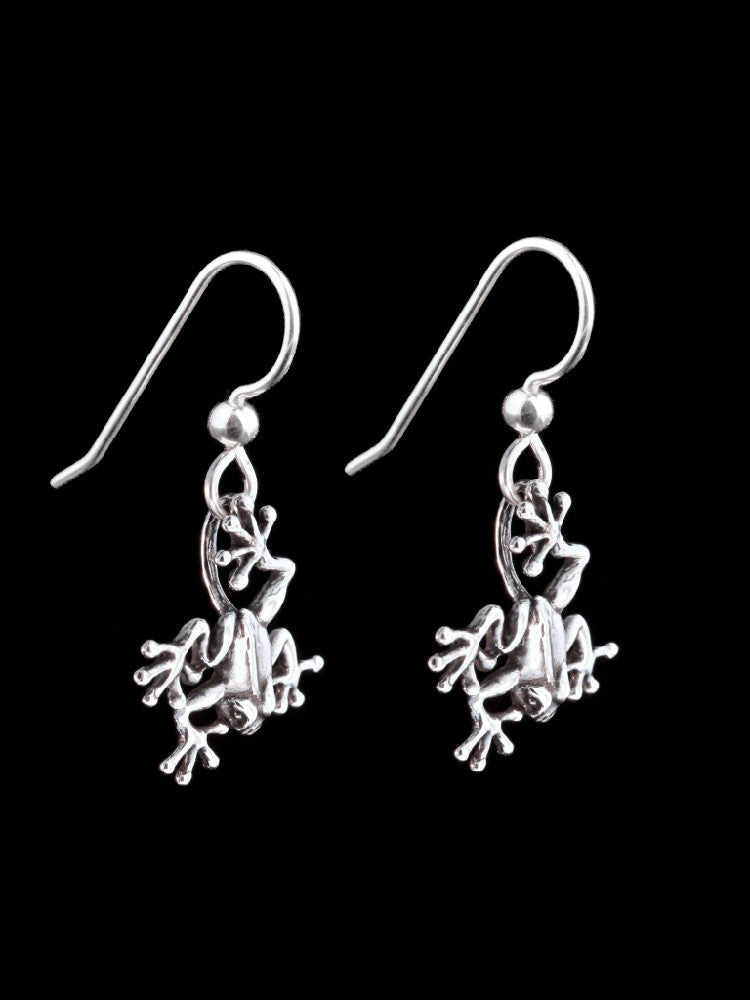 Jungle Jewel Tree Frog Earrings - Silver