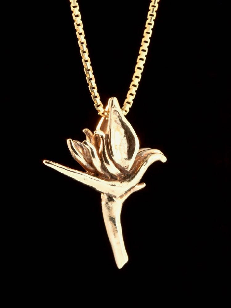 Jungle Jewel Bird of Paradise Charm in 14K Gold