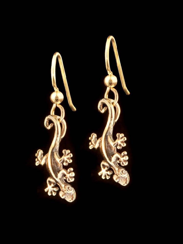 Jungle Jewel Gecko Earrings in 14K Gold