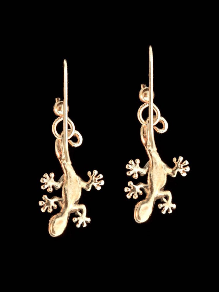 Jungle Jewel Gecko Earrings in 14K Gold