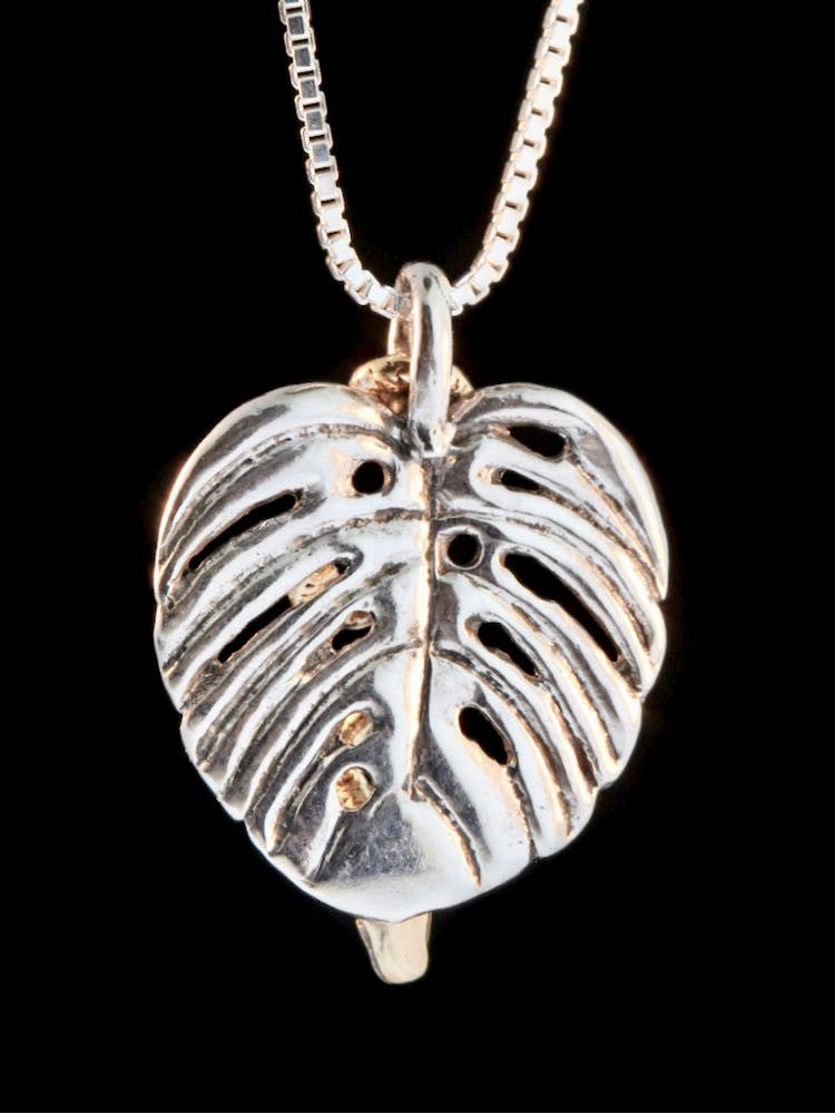 Monstera Leaf with Jungle Jewel Charms in Silver & Gold